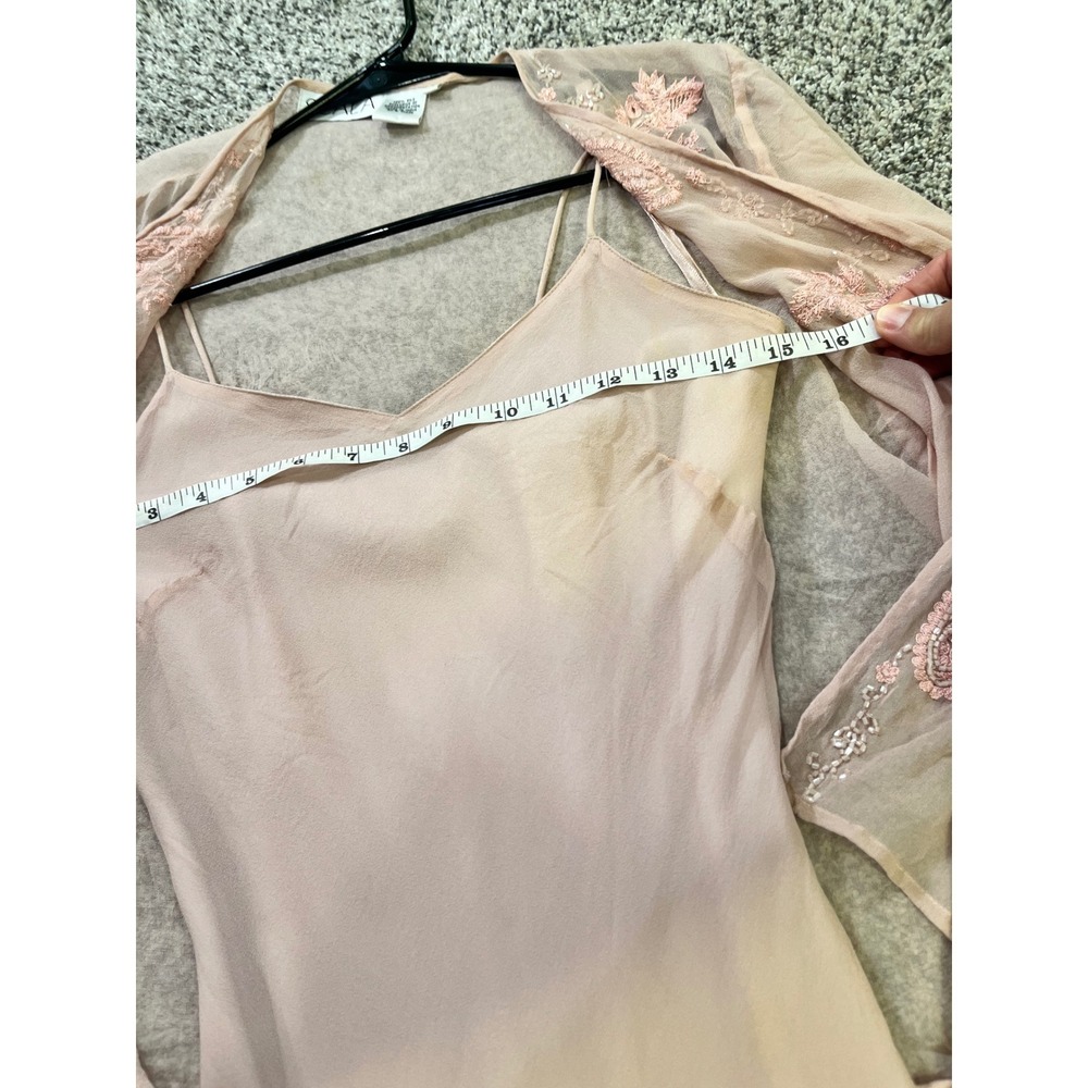 Scala Vintage 100% Silk Pink Beaded Floral Maxi Dress & Jacket Set Womens S - Picture 9 of 16